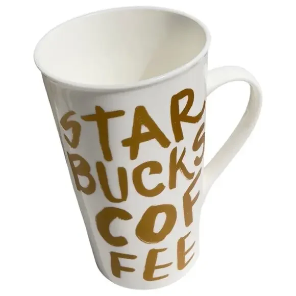 Starbucks Mug 16 oz White With Gold Starbucks Coffee Lettering - No Chips/Cracks - Picture 9 of 15